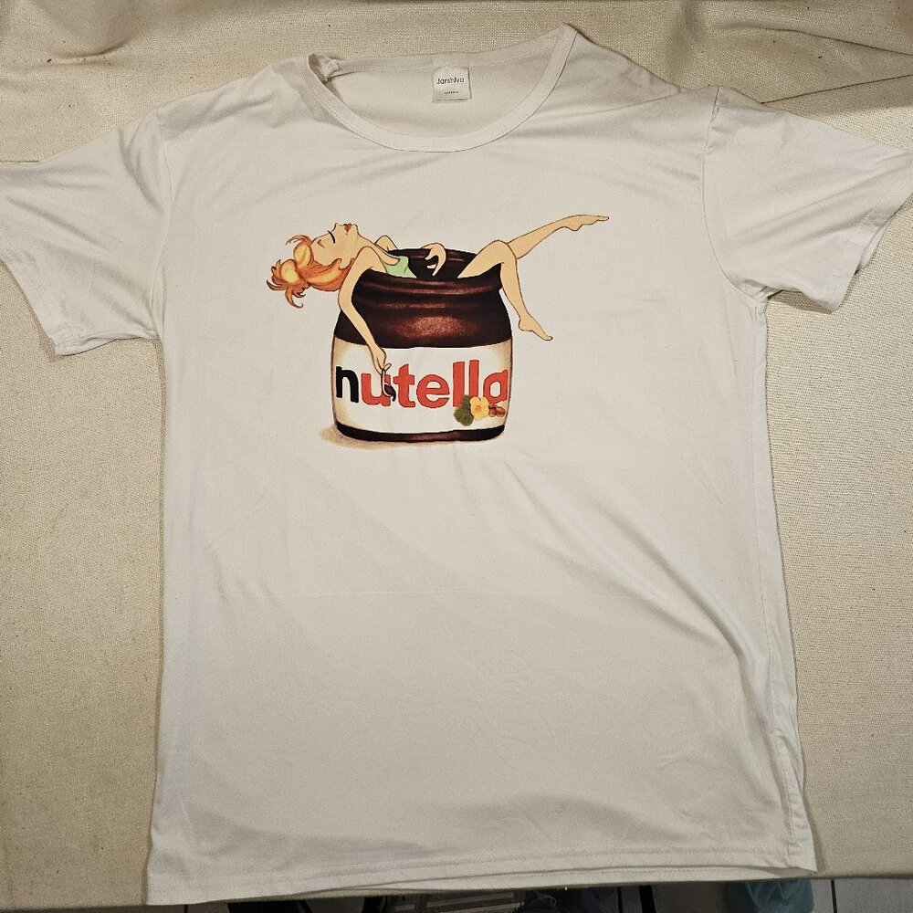 Nutella White Adult Unisex Print Tee Shirt - Size Medium